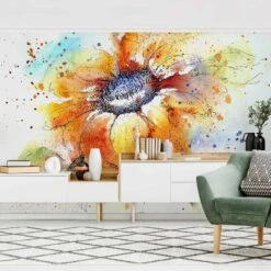 Papier Peint Intissé Painted Sunflower -Komar Boutique 1000293578 210920 07590600740 MOOD DETAILS P000000001000293578 mood