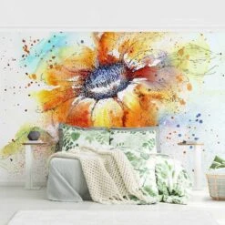 Papier Peint Intissé Painted Sunflower -Komar Boutique 1000293578 210920 07590600741 MOOD DETAILS P000000001000293578 mood