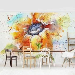 Papier Peint Intissé Painted Sunflower -Komar Boutique 1000293578 210920 07590600742 MOOD DETAILS P000000001000293578 mood