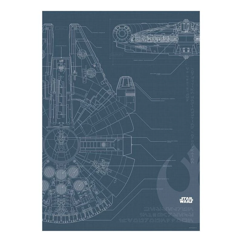 Komar Tableau Déco Star Wars Blueprint Falcon 3 Komar Tableau Déco Star Wars Blueprint Falcon