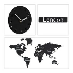 Carte Monde En Bois Avec 5 Horloges -Komar Boutique b3cbdecafc9c4b6d8f2c8190d80cd38c