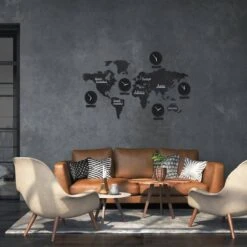 Carte Monde En Bois Avec 5 Horloges -Komar Boutique fb1af9b267944d31846857599101c62f