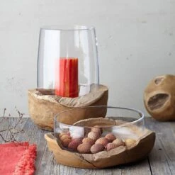 Komar Boutique -Komar Boutique schale inkl teaksockel terra transparent 3166021